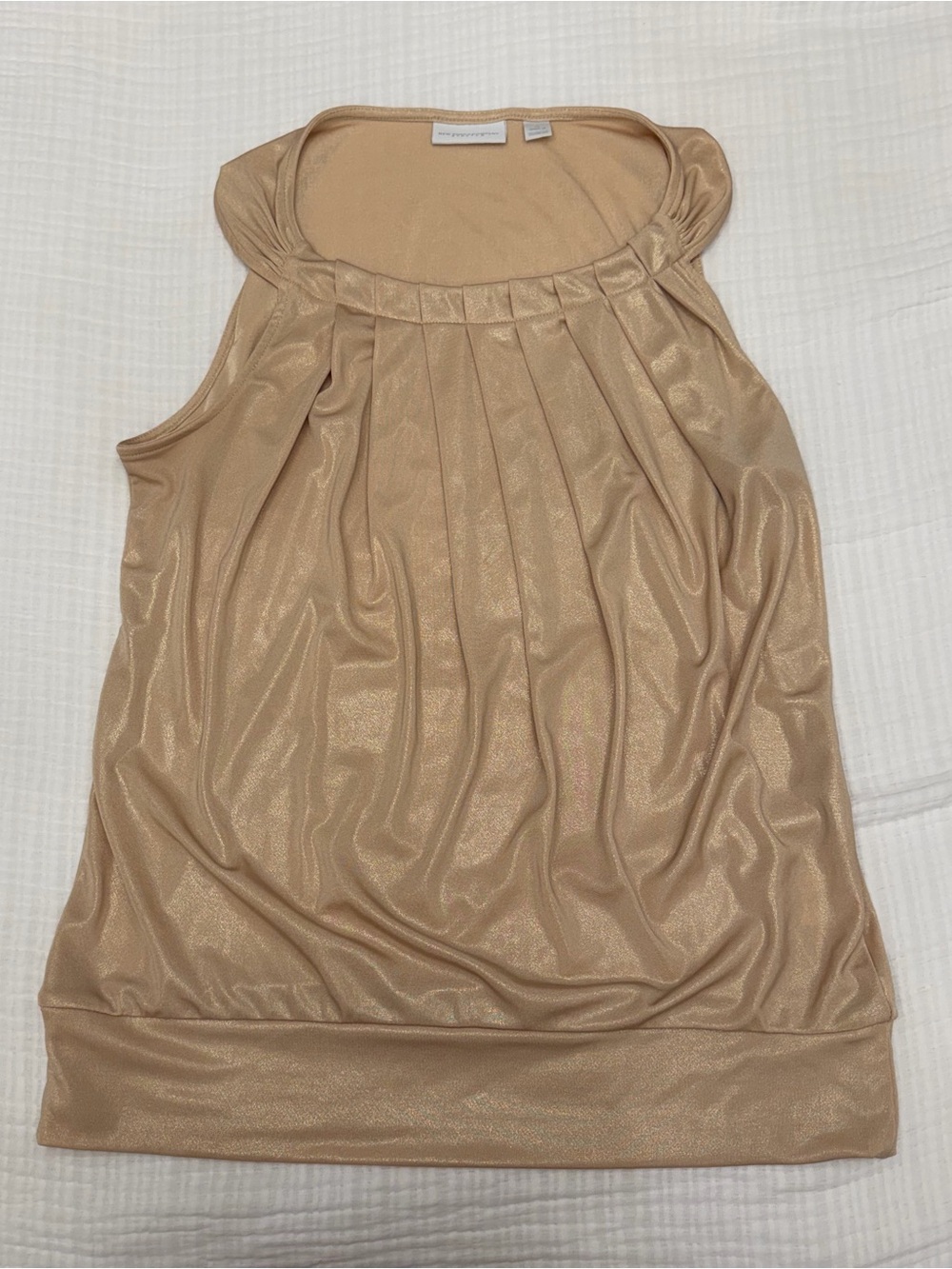 new york & company gold metallic draped tank top